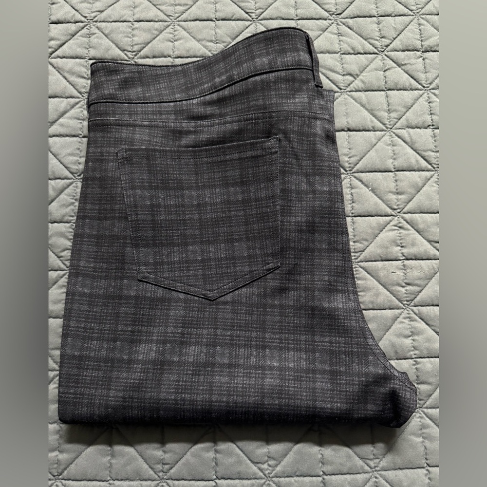 NYDJ Lift Tuck Charcoal Plaid Trousers
